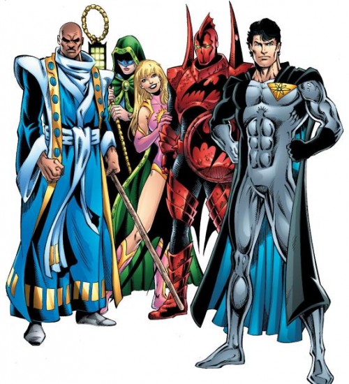 Tierra 9: Superman, Green Lantern, Flash, Batman y Atom