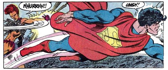 Superman no es tan poderoso como antes y John Byrne lo dibuja de forma muy explícita