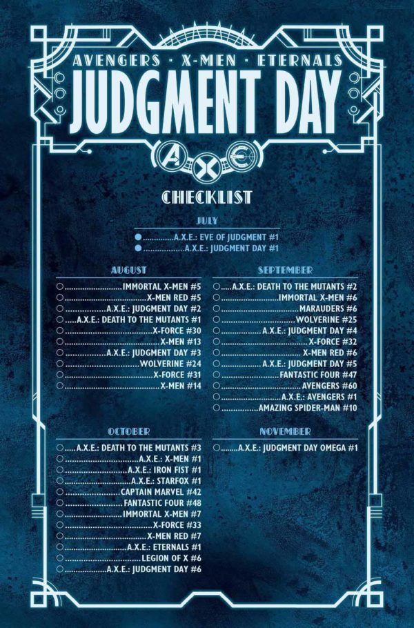 Judgment Day Complete Checklist Boletín Marvel