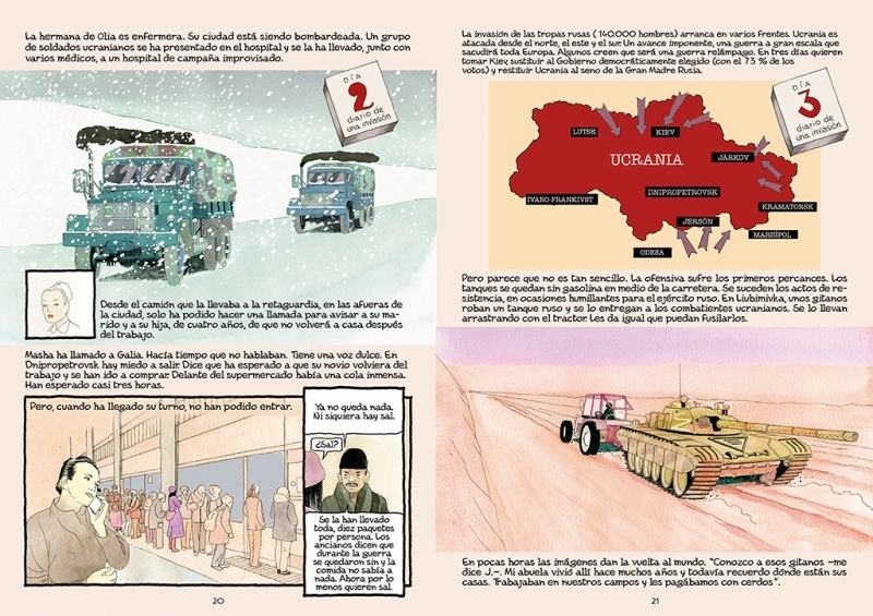 Páginas de Cuadernos ucranianos. Diario de una invasión, de Igort