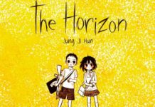 La portada de The Horizon 2 de Jung Ji Hun, con el chico y la chica tumbados en un campo amarillo